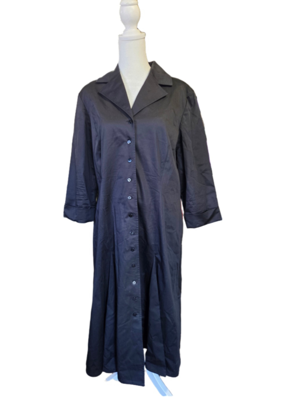 Women's Ellen Tracy Black Button-Front Midi Dress Size M